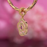 Roseate Love Tarnish-resistant Silver Dangle Charms With Enamel In 14K Gold Plated