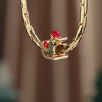 Santa Claus on the Sleigh Tarnish-resistant Silver Charms With Enamel In 14K Gold Plated