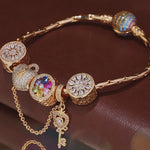 Sterling Silver Unlock the Color Bloom Charms Bracelet Set In 14K Gold Plated