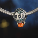 Luminous Sterling Silver Mummy Pumpkin Charms With Enamel In Blackened 925 Sterling silver Plated