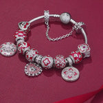 Sterling Silver Eternal Grace Charms Bracelet Set With Enamel In White Gold Plated