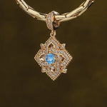 Quatrefoil Rose December Birthstone Tarnish-resistant Silver Dangle Charms In 14K Gold Plated