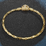 Sterling Silver Classic Seashell Bamboo Chain Bracelet In 14K Gold Plated