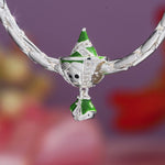Green Fairy Godmother Tarnish-Resistant Silver Charm In White Gold Plated