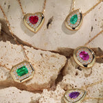 Sterling Silver Emerald Pendant Necklace In 14K Gold Plated (Includes GRC Certification from Gemstone Research Center)