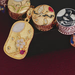 Sterling Silver (S925) JAPONICA REVERIE Moonlit Garden Curated Charm Bracelet Set Featuring Floral, Crane, Cat And Koi Motifs With 14K Gold Plating (Includes Bracelet And All Charms Shown)