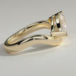 2ct Marquise Lab-Grown Diamond Ring in East-West Setting with Wave Band Claw Setting Tarnish-resistant Silver In 14K Gold Plated (Includes IGI Certification from International Gemological Institute)