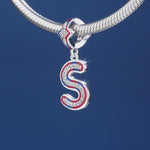 Sterling Silver I Love Paris - Letter S Charms With Enamel In White Gold Plated