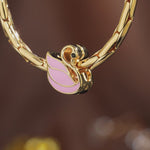 Graceful Silhouette Swan Tarnish-Resistant Silver Charm In 14K Gold Plated