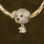 Teddy Baby Tarnish-resistant Silver Animal Charms With Enamel In 14K Gold Plated - Heartful Hugs Collection
