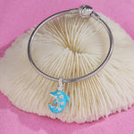Glowing Dolphin Tarnish-resistant Silver Dangle Charms With Enamel In White Gold Plated