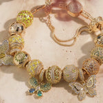 Wings of Spring Tarnish-Resistant Silver Charms Bracelet Set In 14K Gold Plated (Includes bracelet and all charms shown)