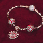 Sterling Silver Joyful Moments Charms Bracelet Set With Enamel In Rose Gold Plated