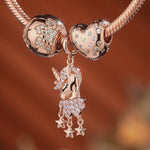 Romantic Love Tarnish-resistant Silver Charms Bracelet Set In 14K Gold Plated