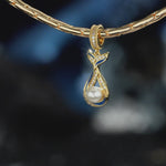 Azure Siren Mermaid Tail Pearl Enamel Dangle Charm With Pavé Crystal & Freshwater Pearl in Tarnish‑Resistant Silver