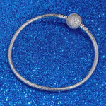 Sterling Silver Classic Universal Bracelet In White Gold Plated