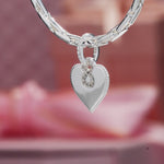 Personalized Engravable Pavé Infinity Heart Tarnish-Resistant Silver Charm In White Gold Plated