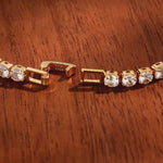 Sterling Silver 4mm Zirconia Classic Tennis Bracelet with Extender Chain In 14K Gold Plated