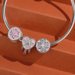 Sterling Silver Girl In Her Prime Charms Bracelet Set With Enamel In White Gold Plated