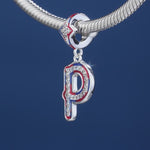 Sterling Silver I Love Paris - Letter P Charms With Enamel In White Gold Plated