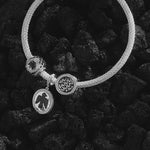 Sterling Silver XL Size Thundercloud Elf Charms Bracelet Set With Enamel In White Gold Plated For Men