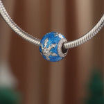 Sterling Silver Blue Ice and Snow Magic Charms With Enamel In White Gold Plated