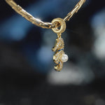 Seahorse Pearl Dangle Charm, Blue Enamel & Paved Crystal Design Bead in Tarnish-Resistant Silver