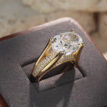 14*10mm Oval Modified Brilliant Cut Ice-Frosted Sparkle Lab Zircon - Pave Classic Engagement Ring 14K Yellow Gold Plated