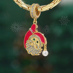 Greetings, Santa Tarnish-resistant Silver Dangle Charms With Enamel In 14K Gold Plated