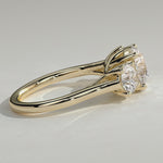 2ct Round Lab-Grown Diamond Three-Stone Ring with Round Accent Stones (Moissanite) Trellis Gallery ¡¤ Claw Setting ¡¤ Tarnish-resistant Silver In 14K Gold Plated (Includes IGI Certification from International Gemological Institute)