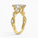 Secret Garden · 2.0 CT Marquise Lab-Grown Diamond Ring with Vine Leaf Accent Band & Claw Setting in Solid 14K Yellow Gold · (Includes IGI Certification from International Gemological Institute)
