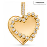 Personalized Heart Dangle Charms Pendant In 14K Gold Plated — Choose Your Design and Add Your Personal Message