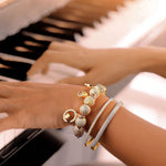 Sterling Silver Luminous Manhattan Charms Bracelet Set In 14K Gold Plated (Includes bracelet and all charms shown)