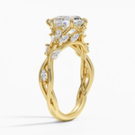 Secret Garden · 2.0 CT Pear Lab-Grown Diamond Ring with Vine Leaf Accent Band & Claw Setting in Solid 14K Yellow Gold · (Includes IGI Certification from International Gemological Institute)