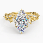 Secret Garden · 2.0 CT Marquise Lab-Grown Diamond Ring with Vine Leaf Accent Band & Claw Setting in Solid 14K Yellow Gold · (Includes IGI Certification from International Gemological Institute)