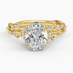 Secret Garden · 2.0 CT Oval Lab-Grown Diamond Ring with Vine Leaf Accent Band & Claw Setting Tarnish-Resistant Silver In 14K Yellow Gold Plated · (Includes IGI Certification from International Gemological Institute)
