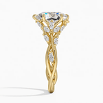 Secret Garden · 2.0 CT Pear Lab-Grown Diamond Ring with Vine Leaf Accent Band & Claw Setting in Solid 14K Yellow Gold · (Includes IGI Certification from International Gemological Institute)
