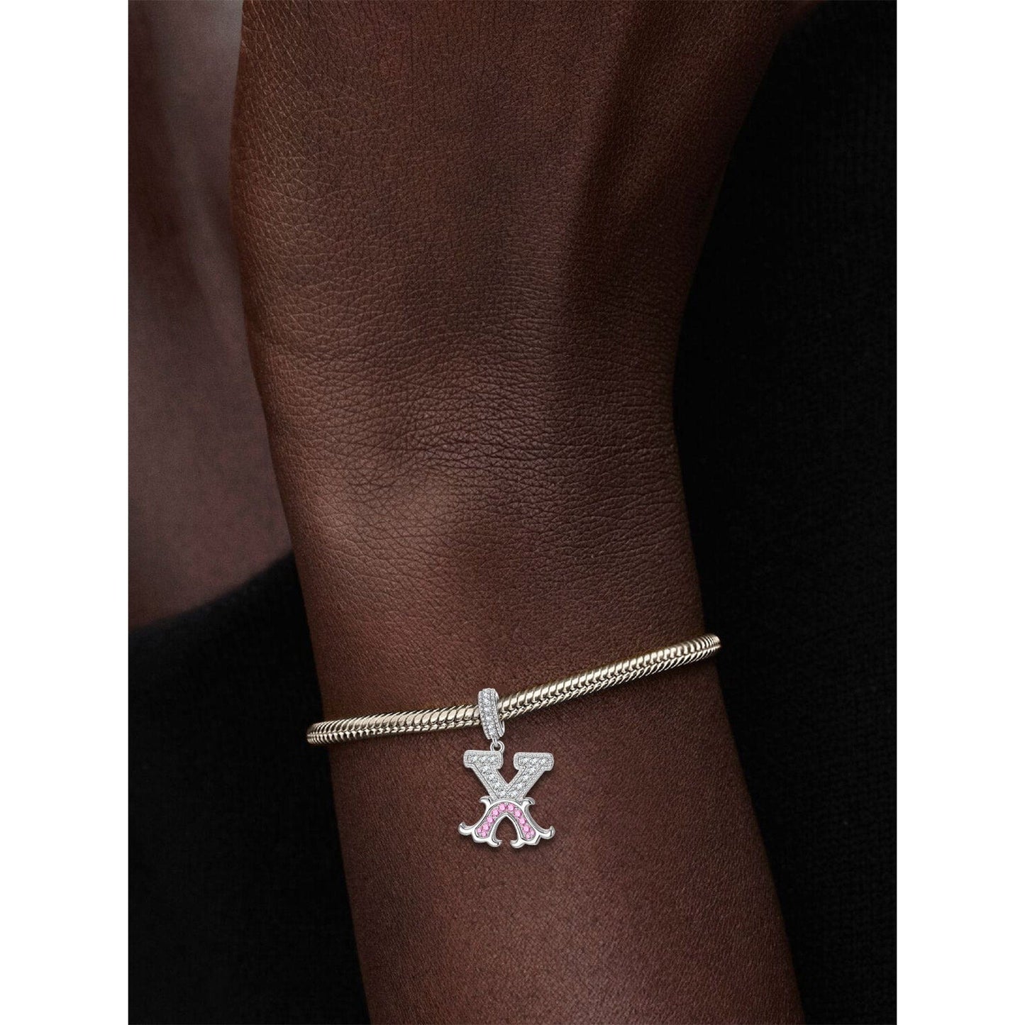 Letter X Tarnish-resistant Silver Dangle Charms In White Gold Plated