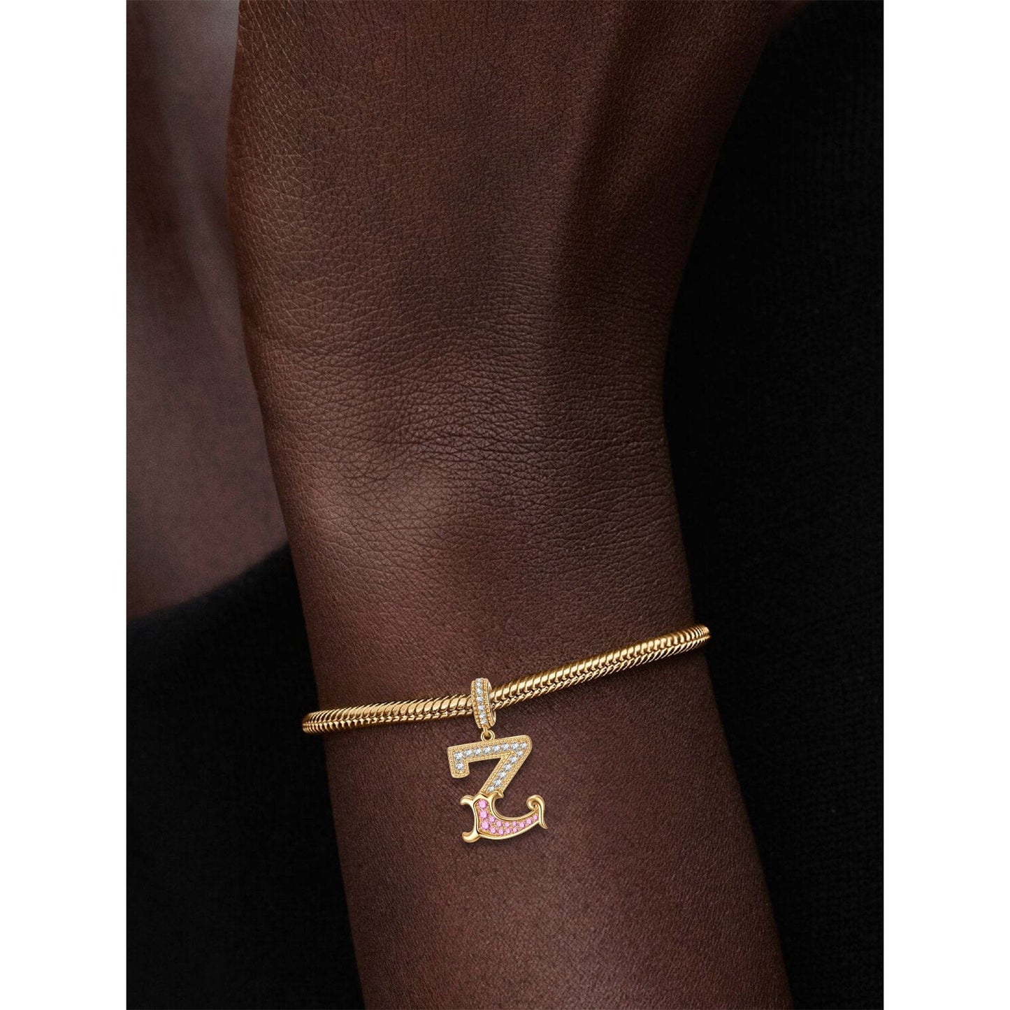 Letter Z Tarnish-resistant Silver Dangle Charms In 14K Gold Plated