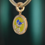 Spring Chanting Tarnish-resistant Silver Dangle Charms With Enamel In 14K Gold Plated
