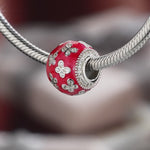Red Butterfly Tarnish-resistant Silver Charms With Enamel In White Gold Plated