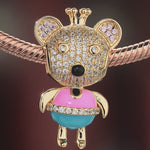Princess Bear Tarnish-resistant Silver Charms With Enamel In 14K Gold Plated