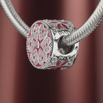 Prosperous Flowers Tarnish-resistant Silver Charms With Enamel In White Gold Plated