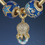 Jellyfish Tarnish-resistant Silver Charms With Enamel In 14K Gold Plated