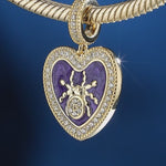 Purple Miss Spider Tarnish-resistant Silver Dangle Charms With Enamel In 14K Gold Plated