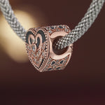 Swan's Love Tarnish-resistant Silver Charms With Enamel In Rose Gold Plated