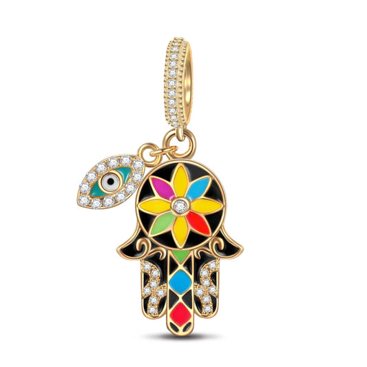 gon- Colorful Evil Eye Tarnish-resistant Silver Dangle Charms With Enamel In 14K Gold Plated