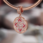 Scarlet Orange Light Tarnish-resistant Silver Dangle Charms With Enamel In Rose Gold Plated