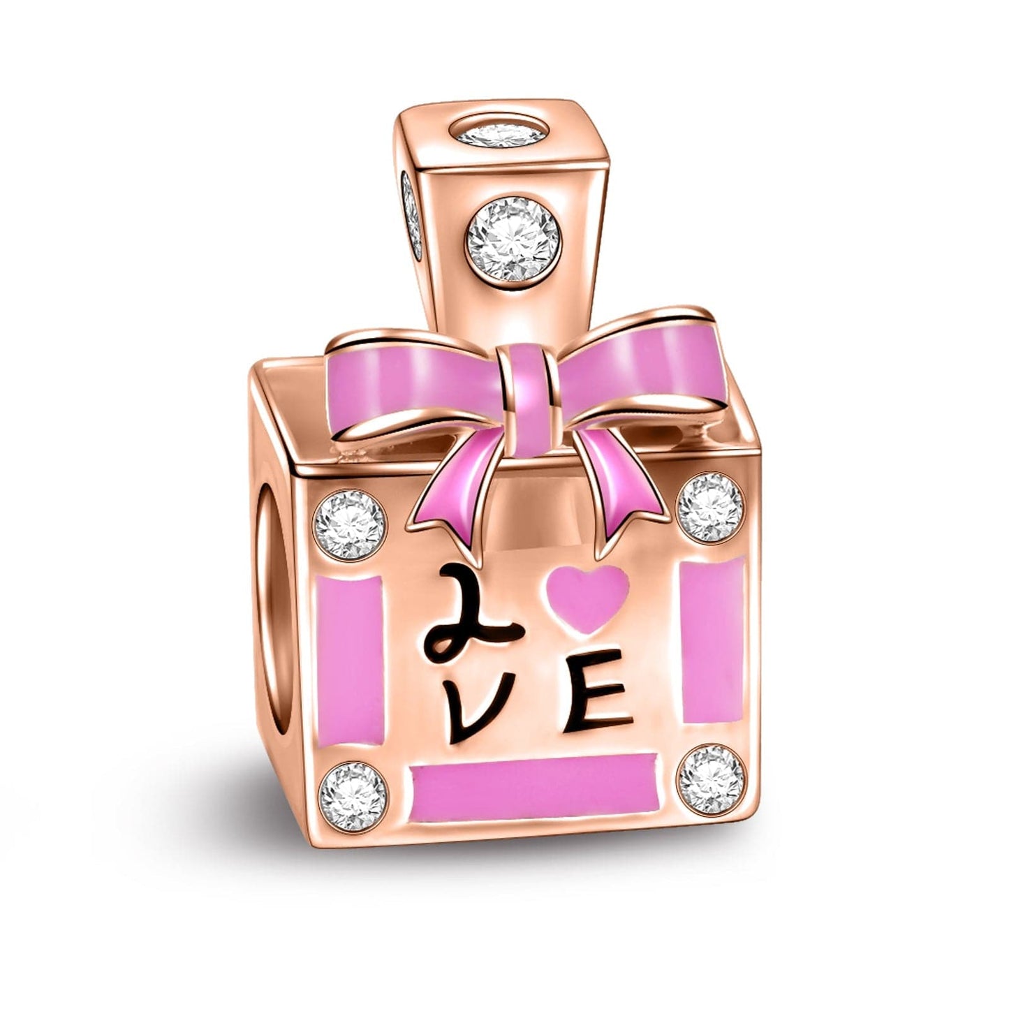 Perfume of Love Tarnish-resistant Silver Charms With Enamel In Rose Gold Plated