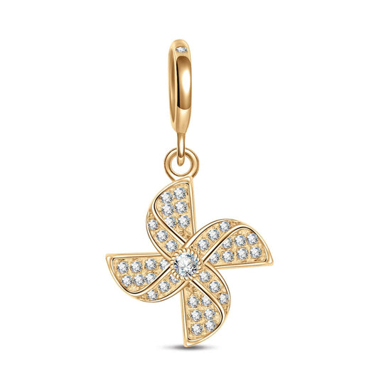 gon- Lucky Windmill Tarnish-resistant Silver Dangle Charms In 14K Gold Plated